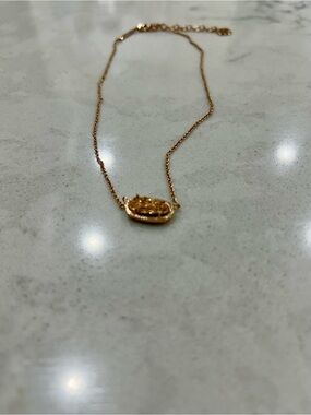 Kendra Scott Rose Gold-tone Oval Druzy Pendant Necklace